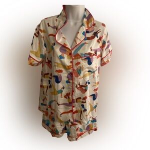 She Show Shortie Pajamas - S white , green pink , poly